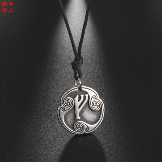 Lune alphabet stainless steel symbol double-sided necklace
