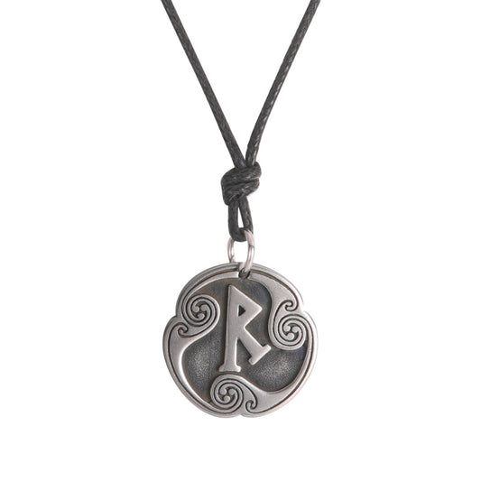 Lune alphabet stainless steel symbol double-sided necklace