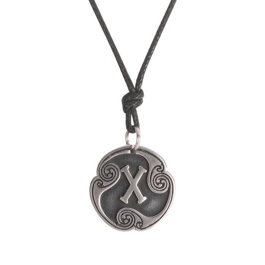 Lune alphabet stainless steel symbol double-sided necklace
