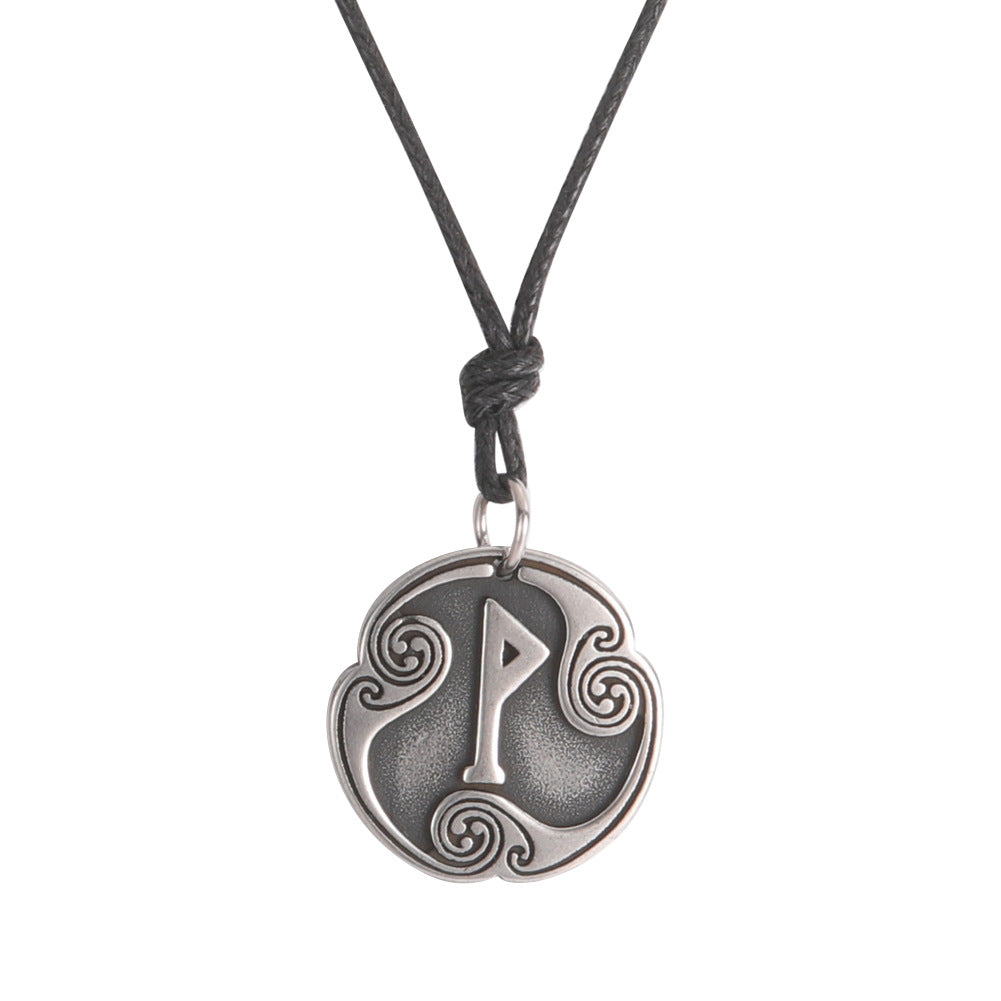 Lune alphabet stainless steel symbol double-sided necklace