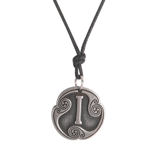 Lune alphabet stainless steel symbol double-sided necklace