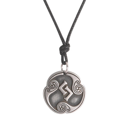 Lune alphabet stainless steel symbol double-sided necklace