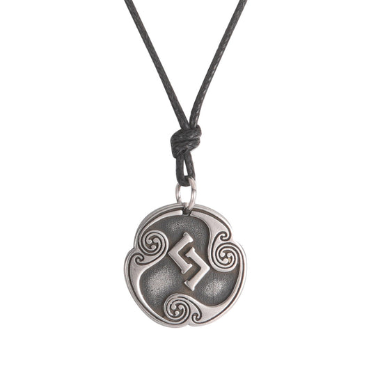 Lune alphabet stainless steel symbol double-sided necklace