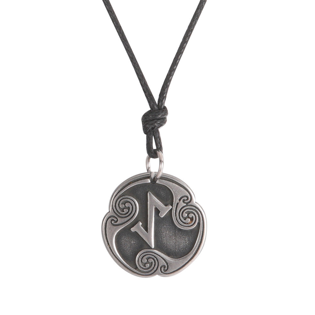 Lune alphabet stainless steel symbol double-sided necklace