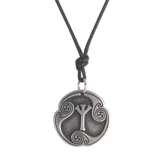 Lune alphabet stainless steel symbol double-sided necklace