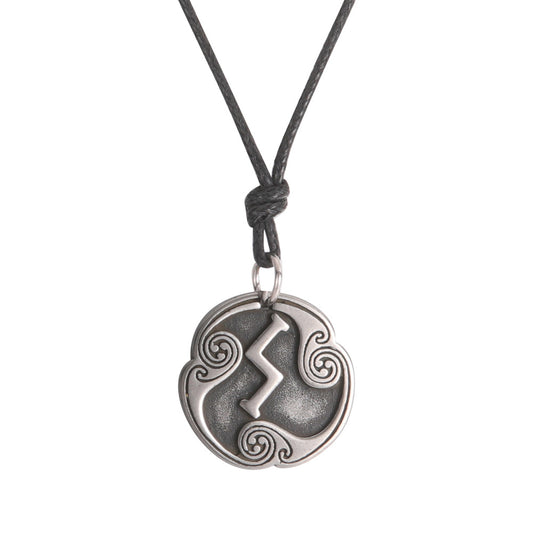 Lune alphabet stainless steel symbol double-sided necklace