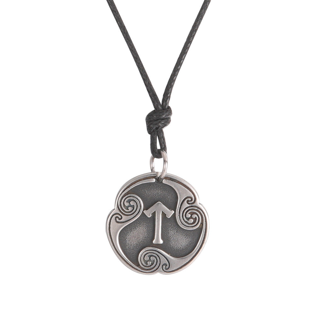 Lune alphabet stainless steel symbol double-sided necklace