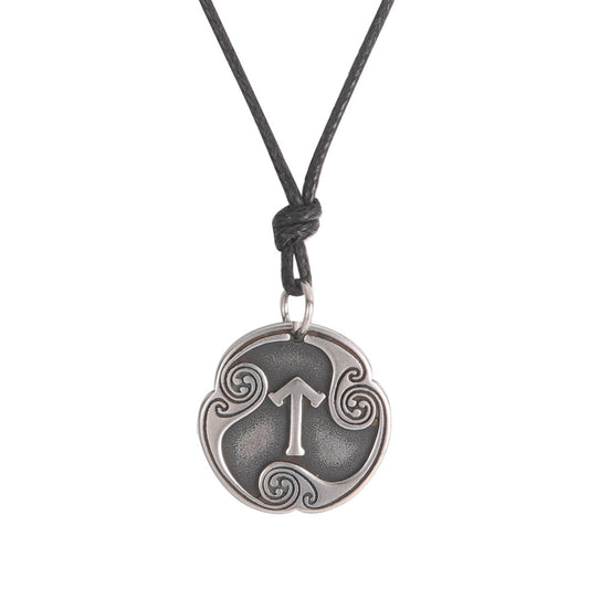 Lune alphabet stainless steel symbol double-sided necklace