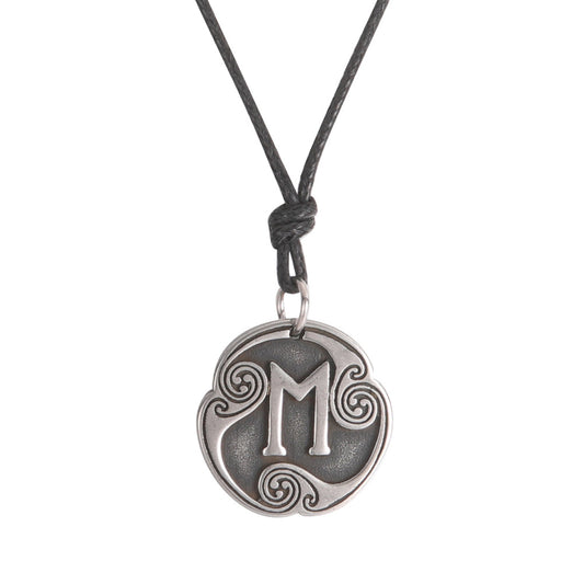 Lune alphabet stainless steel symbol double-sided necklace