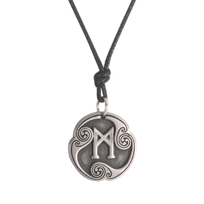 Lune alphabet stainless steel symbol double-sided necklace