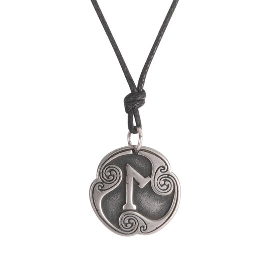 Lune alphabet stainless steel symbol double-sided necklace