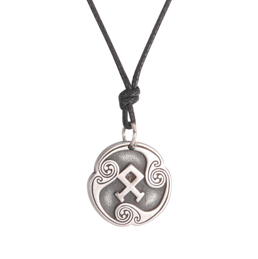 Lune alphabet stainless steel symbol double-sided necklace