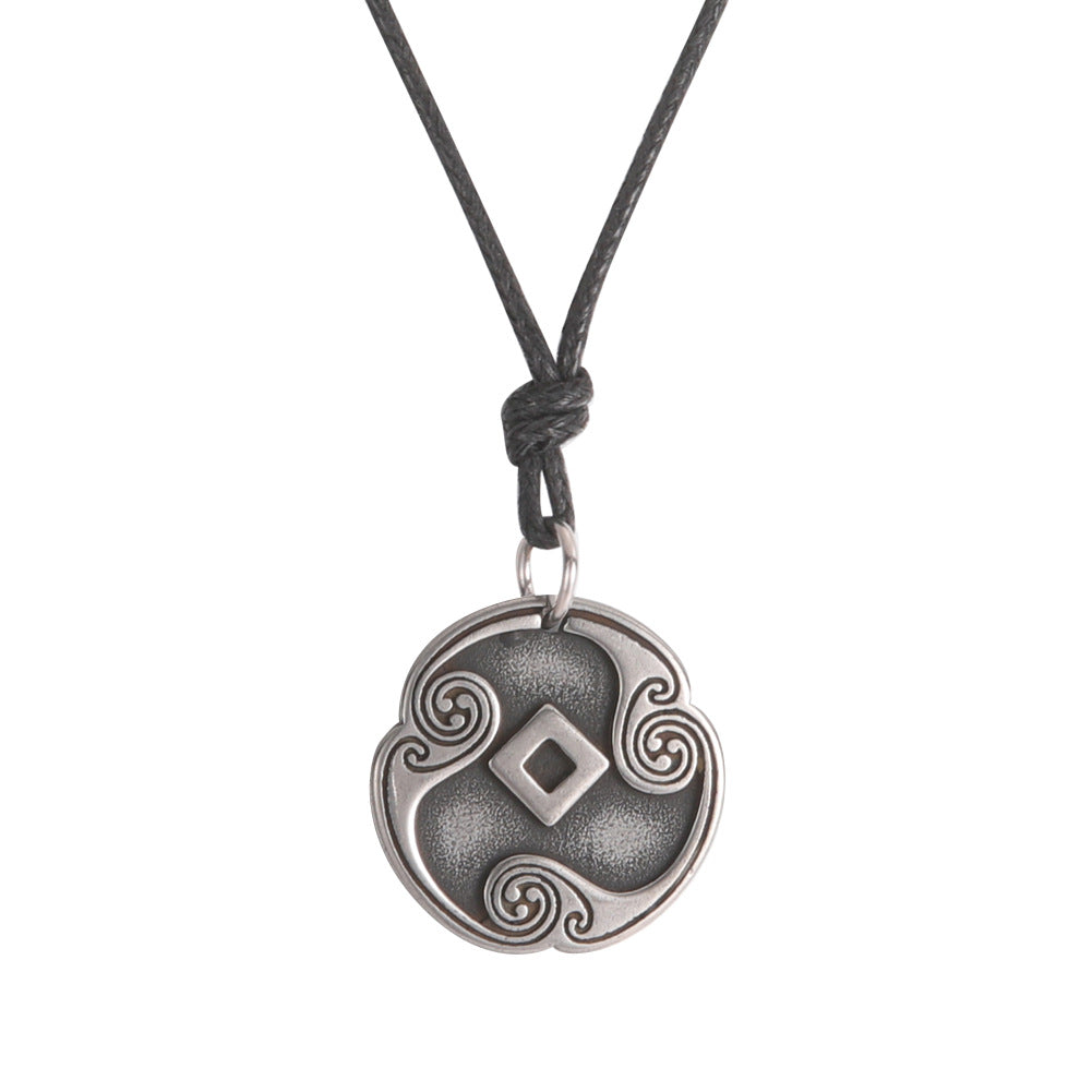 Lune alphabet stainless steel symbol double-sided necklace