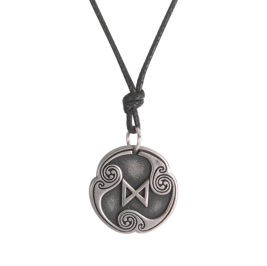 Lune alphabet stainless steel symbol double-sided necklace