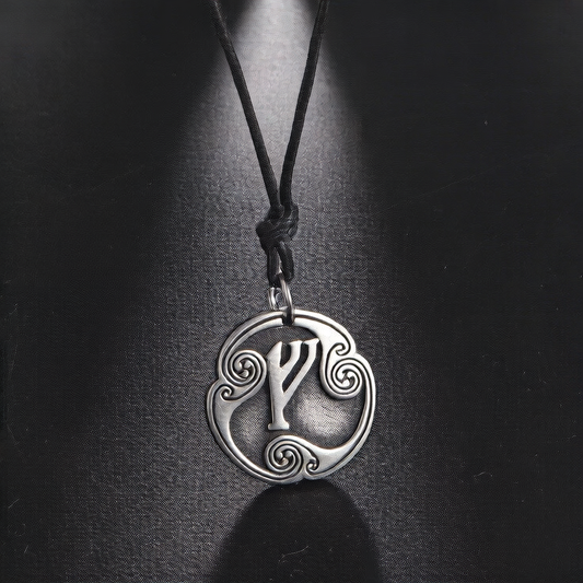 Lune alphabet stainless steel symbol double-sided necklace