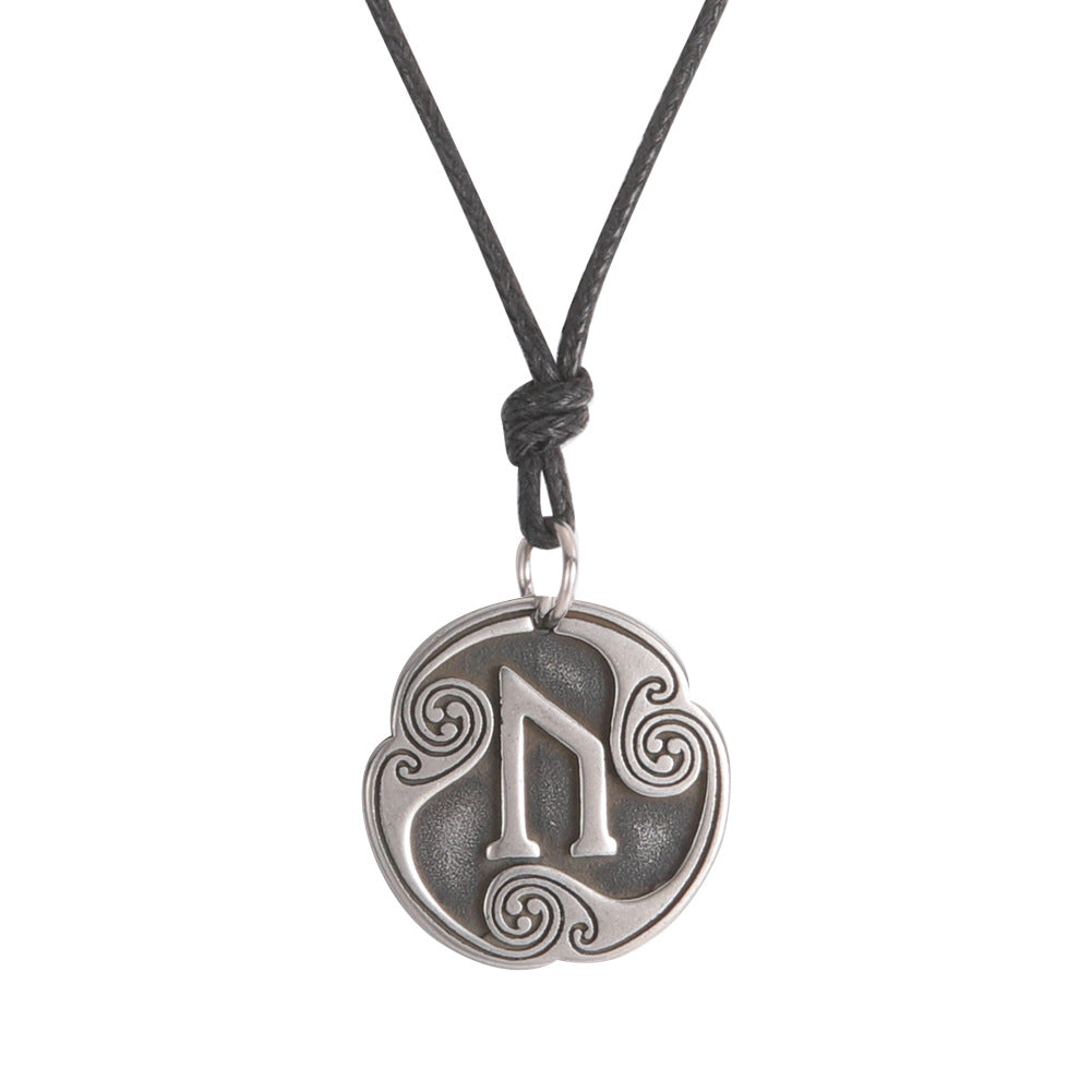 Lune alphabet stainless steel symbol double-sided necklace