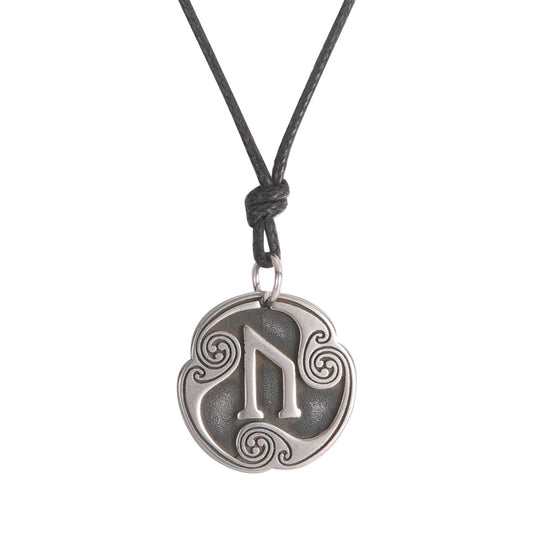 Lune alphabet stainless steel symbol double-sided necklace