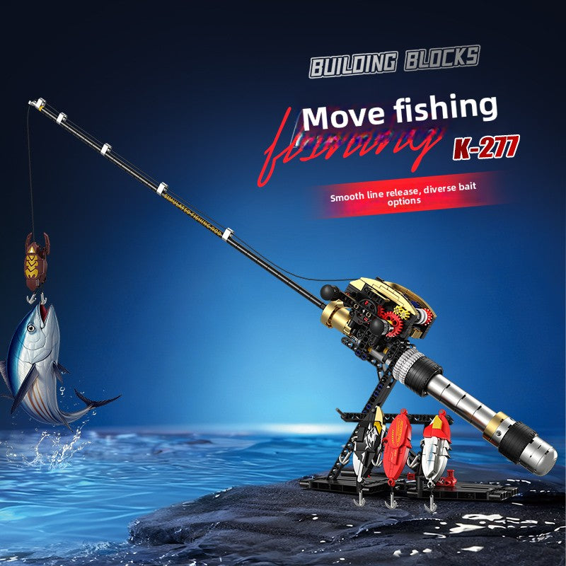 Lure Fishing Rod Building Block Model with Spinning Reel