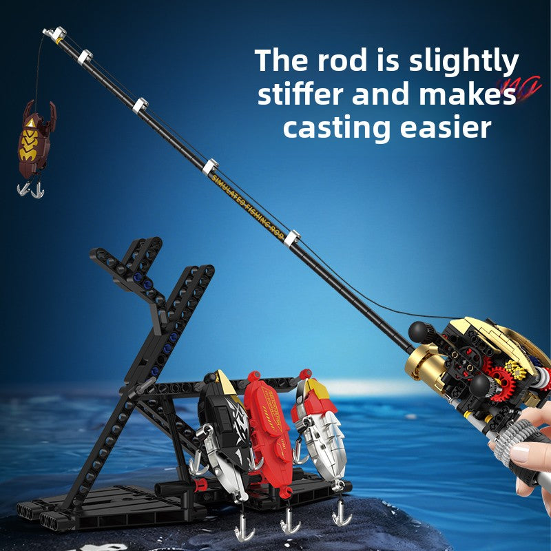 Lure Fishing Rod Building Block Model with Spinning Reel