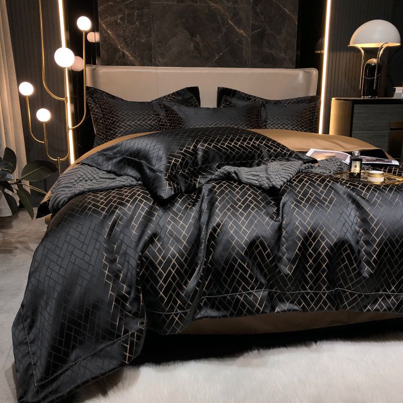 Luxury Black Gold Cotton Bedding Set