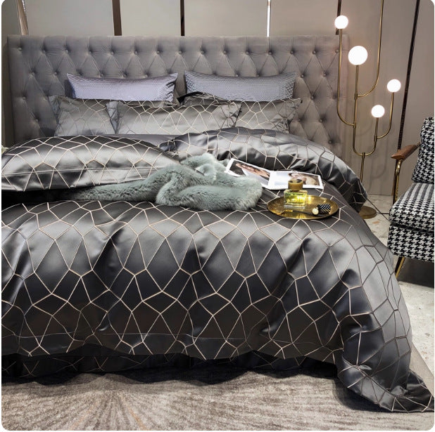 Luxury Black Gold Cotton Bedding Set
