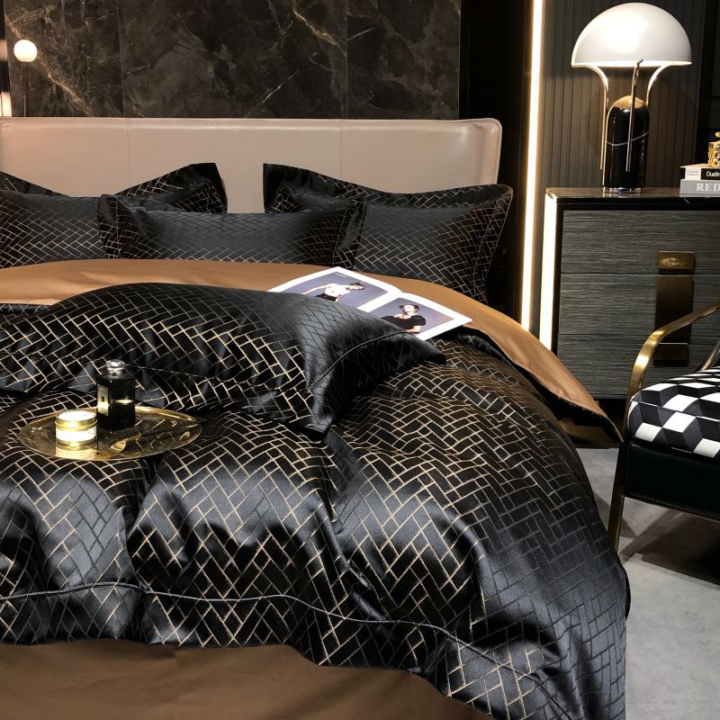 Luxury Black Gold Cotton Bedding Set