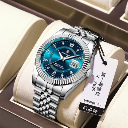 Luxury Calendar Mens Watch Stainless Steel Band