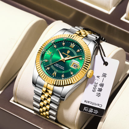 Luxury Calendar Mens Watch Stainless Steel Band
