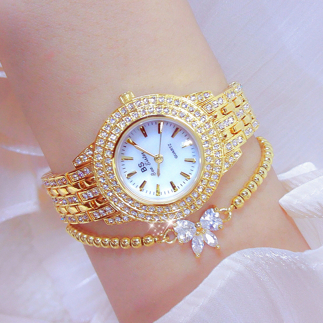 Luxury Diamond Women's Watch with Mother-of-Pearl Dial