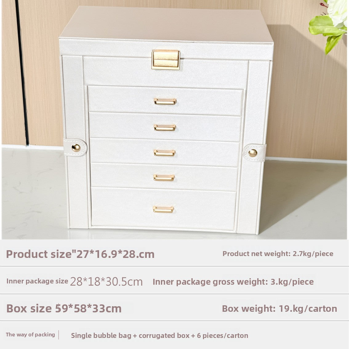 Luxury Leather Jewelry Box with Lock
