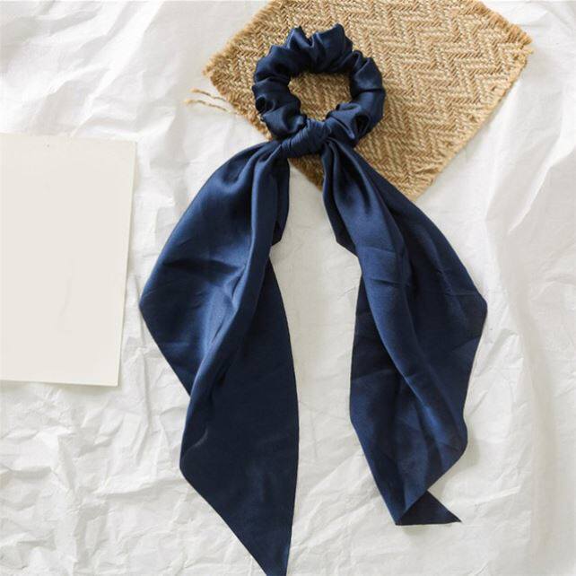 Luxury Satin Silk Bow Streamers Hair Ring Knotted Scrunchie
