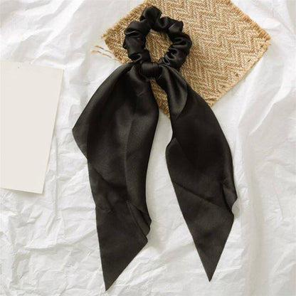 Luxury Satin Silk Bow Streamers Hair Ring Knotted Scrunchie