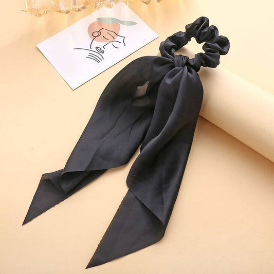 Luxury Satin Silk Bow Streamers Hair Ring Knotted Scrunchie