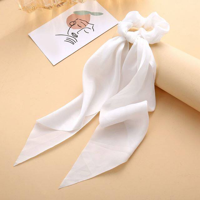 Luxury Satin Silk Bow Streamers Hair Ring Knotted Scrunchie