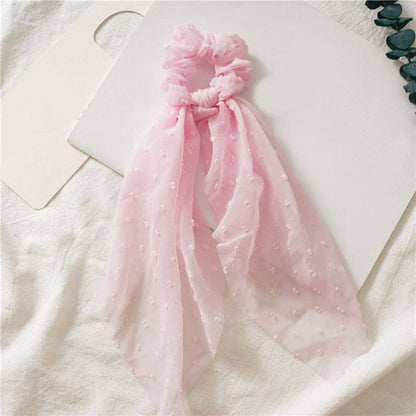 Luxury Satin Silk Bow Streamers Hair Ring Knotted Scrunchie