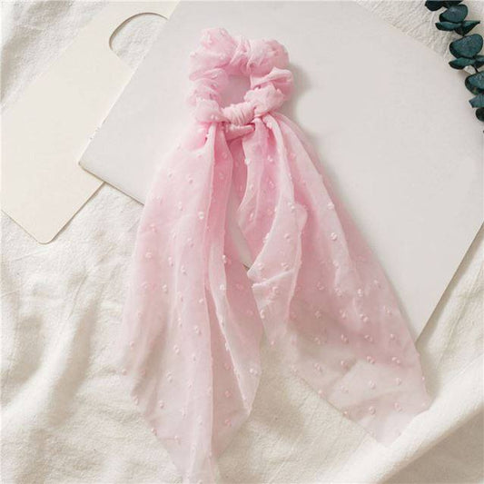 Luxury Satin Silk Bow Streamers Hair Ring Knotted Scrunchie