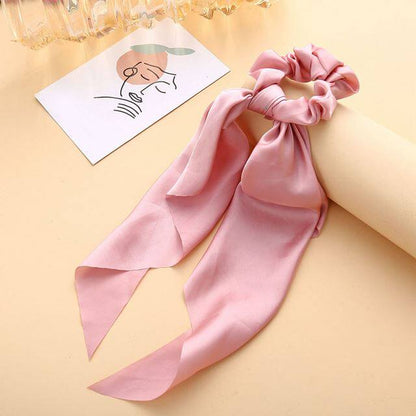 Luxury Satin Silk Bow Streamers Hair Ring Knotted Scrunchie