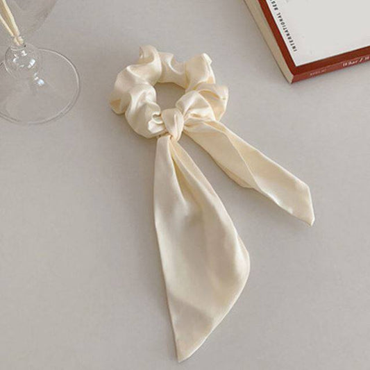 Luxury Satin Silk Bow Streamers Hair Ring Knotted Scrunchie