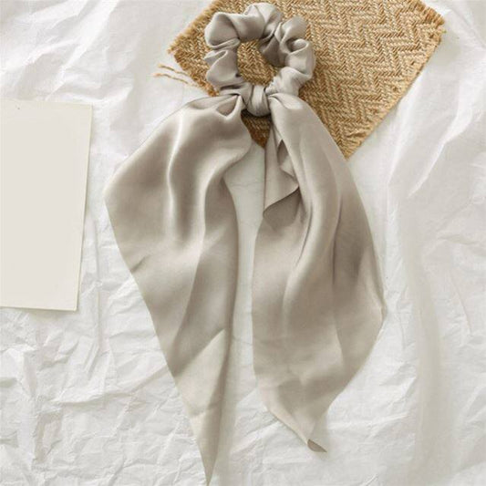 Luxury Satin Silk Bow Streamers Hair Ring Knotted Scrunchie