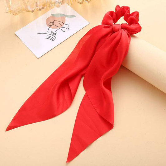 Luxury Satin Silk Bow Streamers Hair Ring Knotted Scrunchie