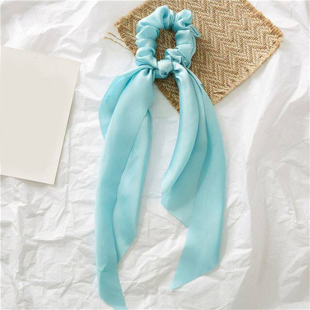 Luxury Satin Silk Bow Streamers Hair Ring Knotted Scrunchie