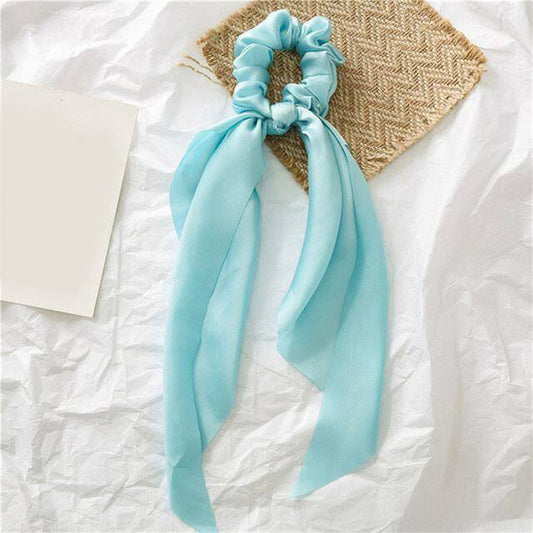 Luxury Satin Silk Bow Streamers Hair Ring Knotted Scrunchie