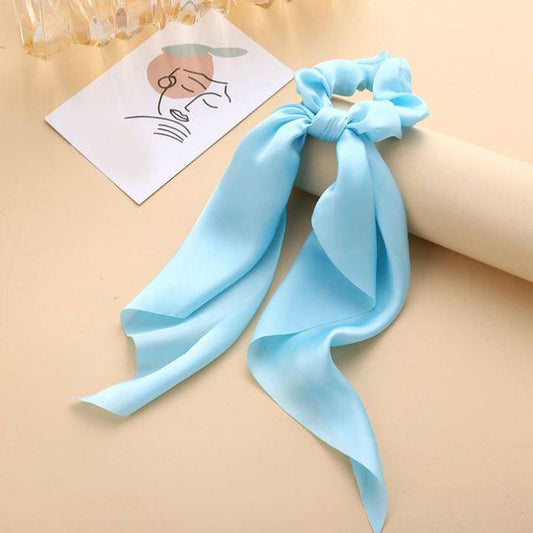 Luxury Satin Silk Bow Streamers Hair Ring Knotted Scrunchie