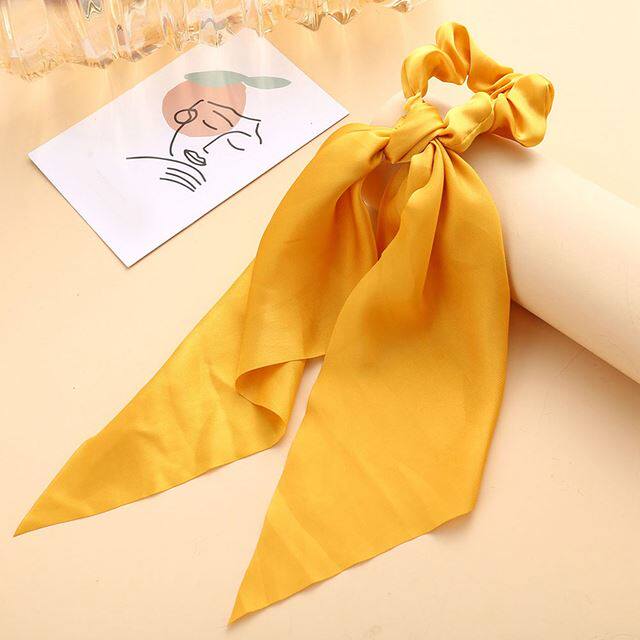 Luxury Satin Silk Bow Streamers Hair Ring Knotted Scrunchie