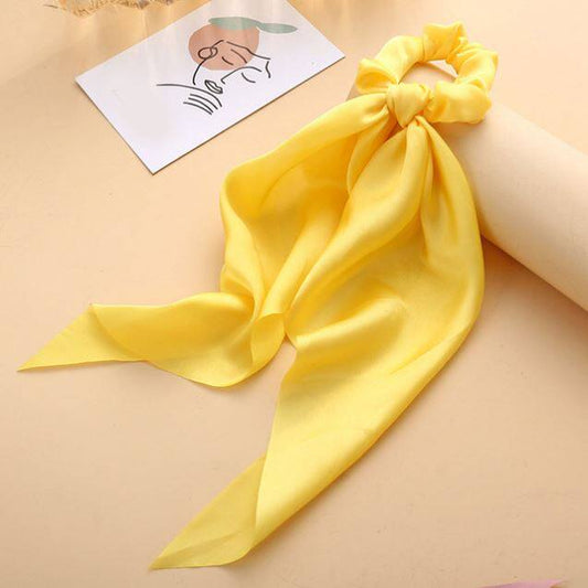 Luxury Satin Silk Bow Streamers Hair Ring Knotted Scrunchie