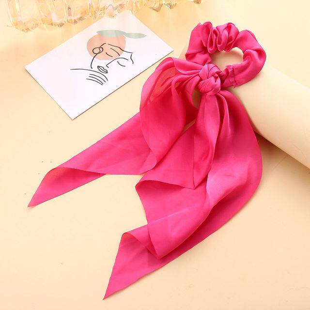 Luxury Satin Silk Bow Streamers Hair Ring Knotted Scrunchie