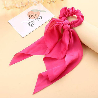Luxury Satin Silk Bow Streamers Hair Ring Knotted Scrunchie