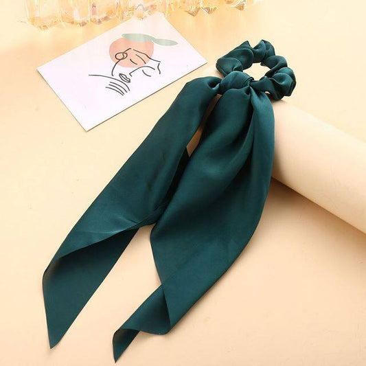 Luxury Satin Silk Bow Streamers Hair Ring Knotted Scrunchie