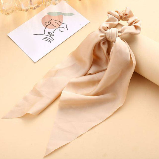 Luxury Satin Silk Bow Streamers Hair Ring Knotted Scrunchie