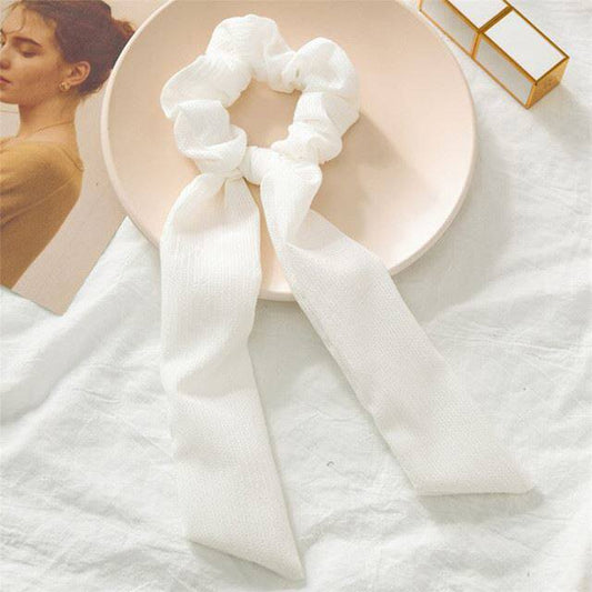 Luxury Satin Silk Bow Streamers Hair Ring Knotted Scrunchie